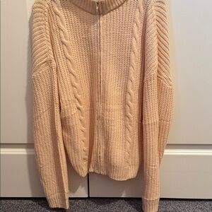 Elegant Beige Cable Knit Cardigan